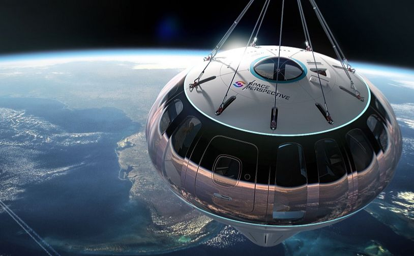 La capsule reliée à un "Spaceballon" accueillera un pilote, bien qu'elle puisse évoluer de manière totalement automatique. ©Space Perspective - soit 38 caractères / un total de 123.